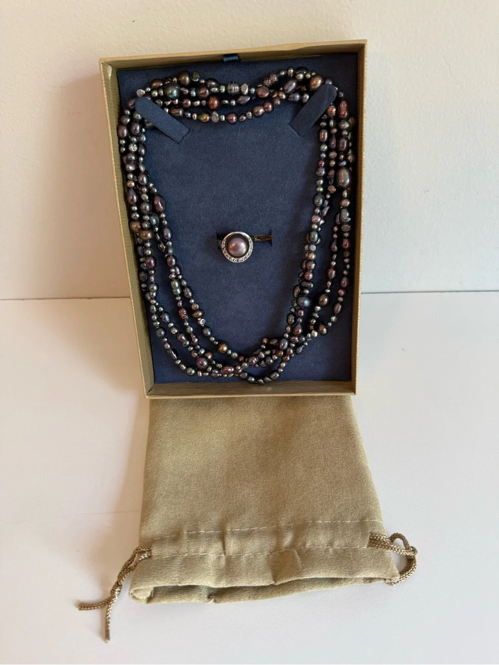 NWT JTV 925 Silver Violet Luster Button Pearl Multi Strand 36